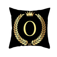 HKM-123795 Black Gold Letter Peach Skin Pillowcase for Sofa Cushion Cover