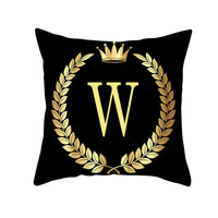 HKM-123795 Black Gold Letter Peach Skin Pillowcase for Sofa Cushion Cover