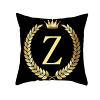 HKM-123795 Black Gold Letter Peach Skin Pillowcase for Sofa Cushion Cover