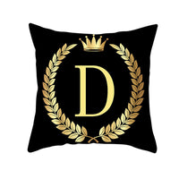 HKM-123795 Black Gold Letter Peach Skin Pillowcase for Sofa Cushion Cover