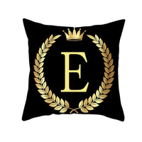 HKM-123795 Black Gold Letter Peach Skin Pillowcase for Sofa Cushion Cover