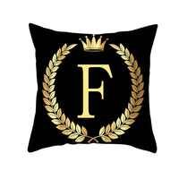 HKM-123795 Black Gold Letter Peach Skin Pillowcase for Sofa Cushion Cover