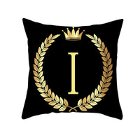 HKM-123795 Black Gold Letter Peach Skin Pillowcase for Sofa Cushion Cover