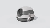 HKM-123795 Soft Plastic Collapsible Cat Litter Basin with Enclosure and Shovel - Grey Or Orange - 39 x 54 x 41cm