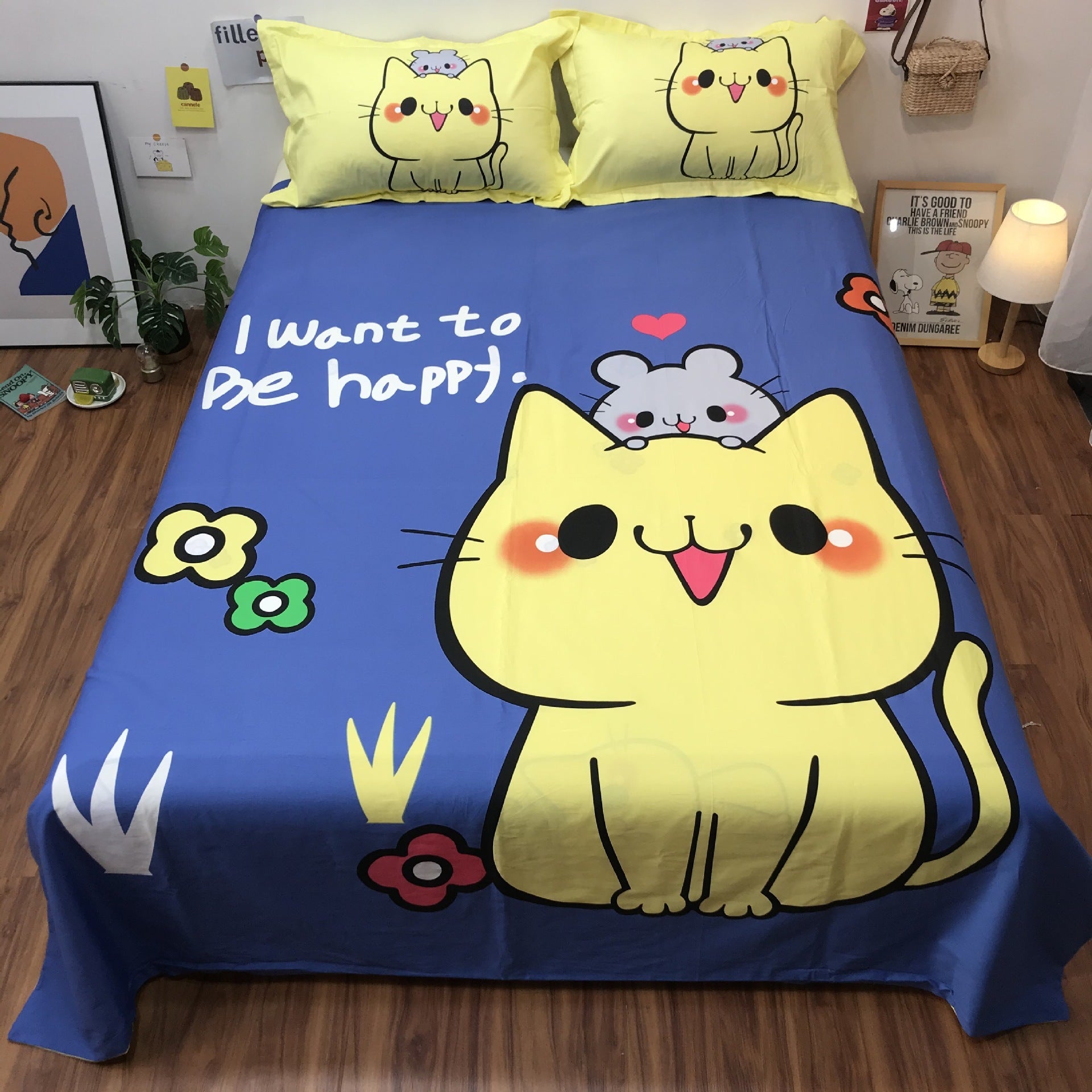 HKM-123923 Cartoon-Themed Cotton Bed Sheet Set for Kids - Multiple Designs and Sizes Available