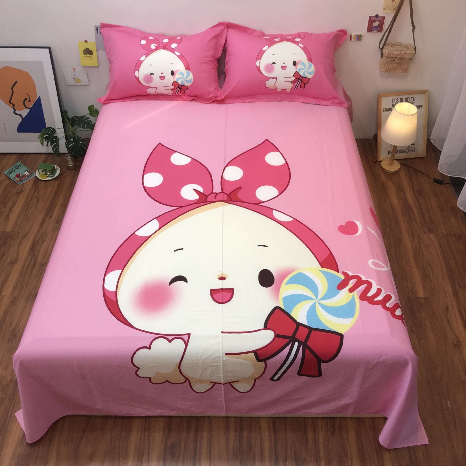 HKM-123923 Cartoon-Themed Cotton Bed Sheet Set for Kids - Multiple Designs and Sizes Available