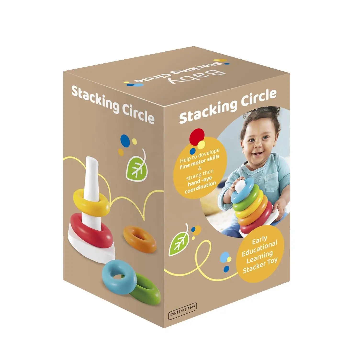 HKM-123923 Colorful Stacking Rings Toy for Babies - Educational Roly Poly Tower Set