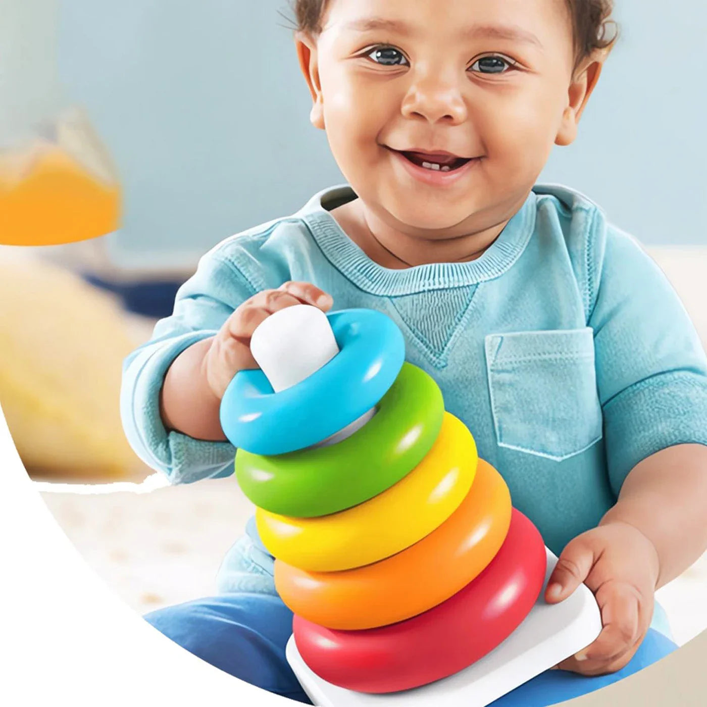 HKM-123923 Colorful Stacking Rings Toy for Babies - Educational Roly Poly Tower Set