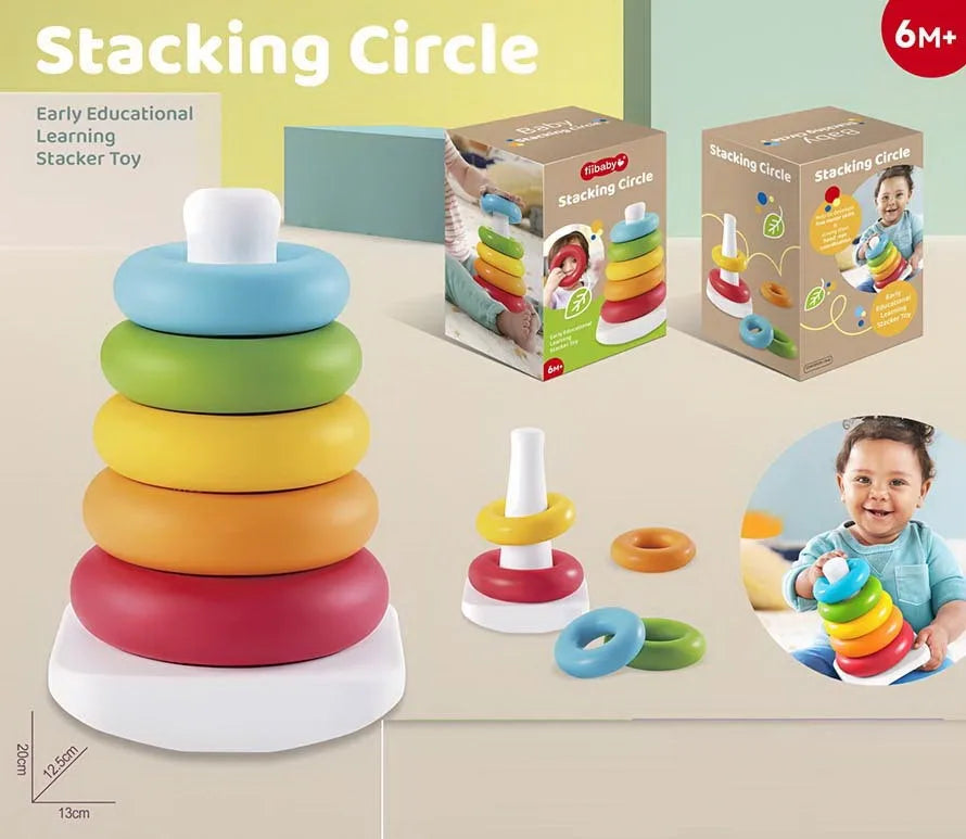 HKM-123923 Colorful Stacking Rings Toy for Babies - Educational Roly Poly Tower Set