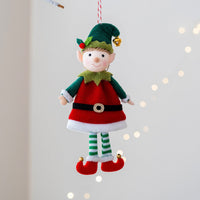 HKM-123923 Cute Elf Doll Hanging Ornament for Christmas Tree Decoration - Boy and Girl Designs
