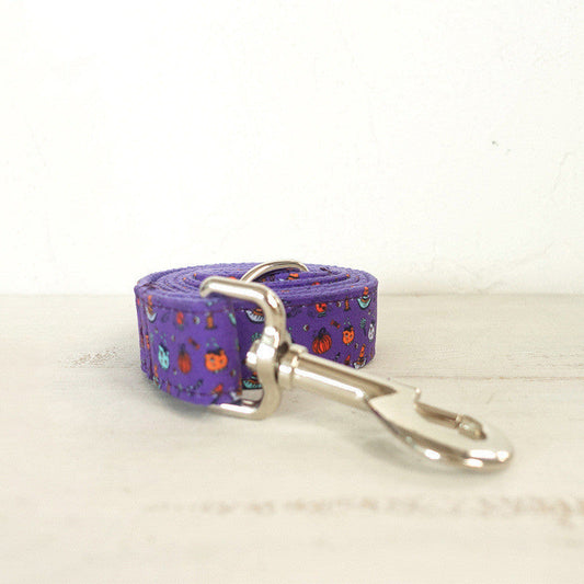 HKM-123987 Purple Halloween Dog Collar Set - Fashionable Design with Halloween Print