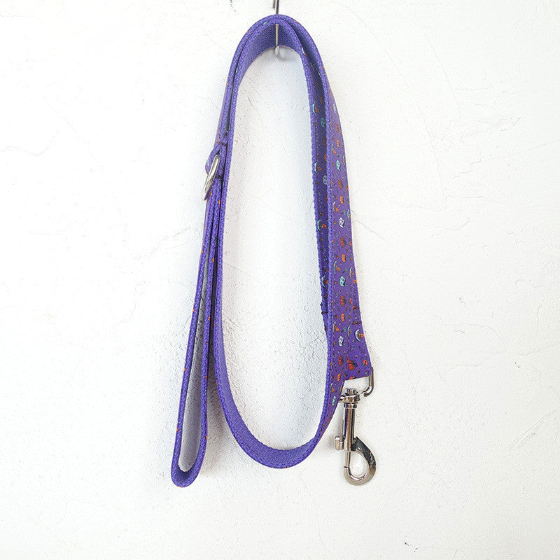 HKM-123987 Purple Halloween Dog Collar Set - Fashionable Design with Halloween Print