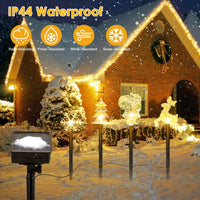 HKM-124243 Christmas Solar Stake Lights Set - 5-Piece Outdoor Decoration with Reindeer, Snowflake, Bell, Tree, and Santa Designs, IP44 Waterproof, Eco-Friendly Warm Yellow LED