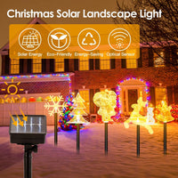 HKM-124243 Christmas Solar Stake Lights Set - 5-Piece Outdoor Decoration with Reindeer, Snowflake, Bell, Tree, and Santa Designs, IP44 Waterproof, Eco-Friendly Warm Yellow LED