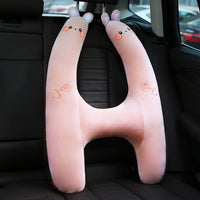 HKM-124243 Cute Animal Neck Pillow for Baby Car Seat - Pink Rabbit, Dinosaur, Purple Alpaca