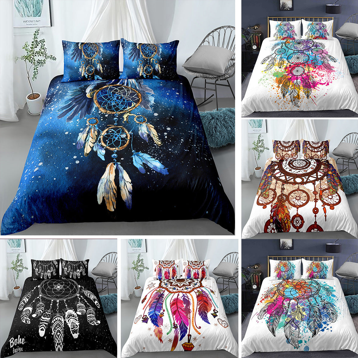 HKM-124435 3D Floral Digital Printing Brushed Polyester Bedding Set in Various Sizes