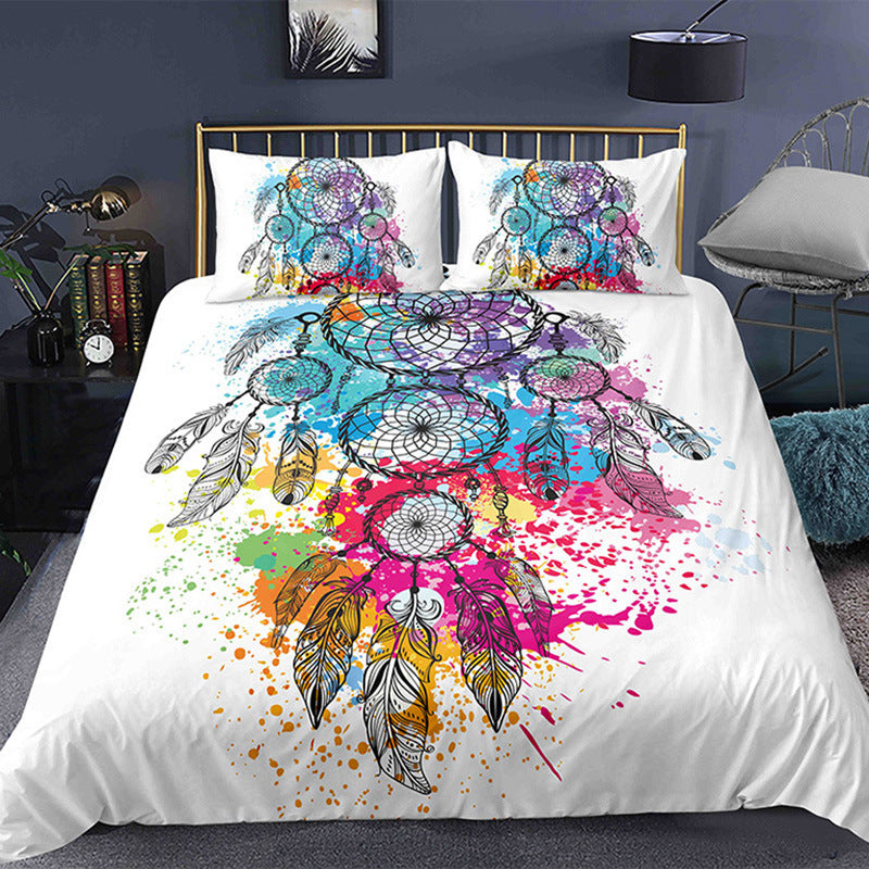 HKM-124435 3D Floral Digital Printing Brushed Polyester Bedding Set in Various Sizes