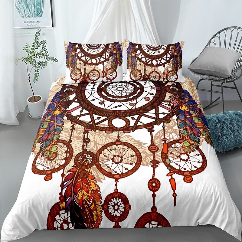 HKM-124435 3D Floral Digital Printing Brushed Polyester Bedding Set in Various Sizes
