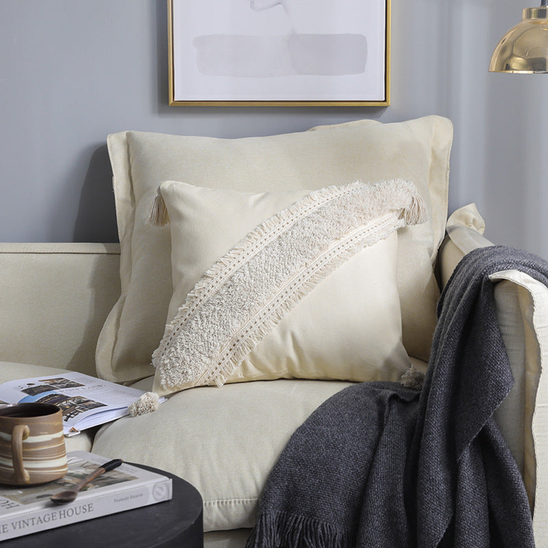 HKM-124563 North European Style Moroccan Throw Pillow Cover - Cotton Fabric with 3A Microfiber Filling, 45x45 cm, Check Pattern
