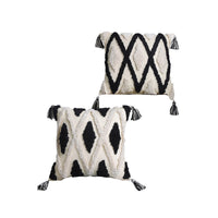 HKM-124563 North European Style Moroccan Throw Pillow Cover - Cotton Fabric with 3A Microfiber Filling, 45x45 cm, Check Pattern