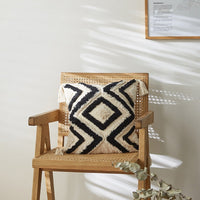 HKM-124563 North European Style Moroccan Throw Pillow Cover - Cotton Fabric with 3A Microfiber Filling, 45x45 cm, Check Pattern