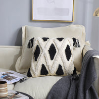 HKM-124563 North European Style Moroccan Throw Pillow Cover - Cotton Fabric with 3A Microfiber Filling, 45x45 cm, Check Pattern