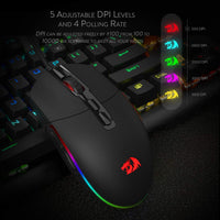 HKM-124627 Wired Gaming Mouse with Adjustable DPI, Ergonomic Design, 9 Buttons, Black