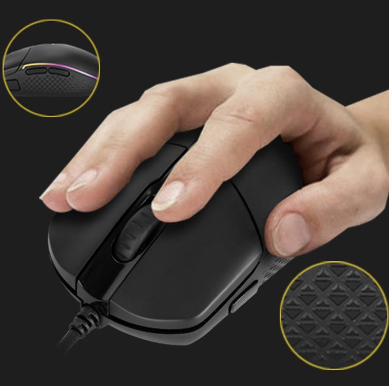 HKM-124627 Wired Gaming Mouse with Adjustable DPI, Ergonomic Design, 9 Buttons, Black