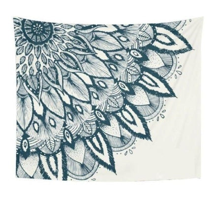 KTX-124819 Half Mandala Tapestry - Polyester Wall Art, Available in Multiple Sizes (150x130cm, 150x100cm, 150x230cm)