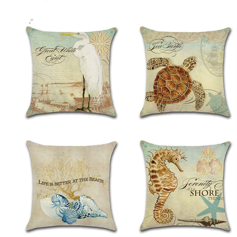 HKM-124947 Marine Animal Design Cushion Cover - Spandex Fabric for Modern Home Decor