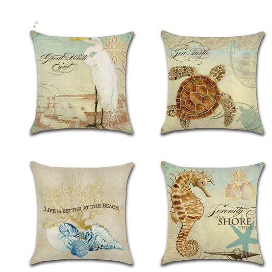 HKM-124947 Marine Animal Design Cushion Cover - Spandex Fabric for Modern Home Decor