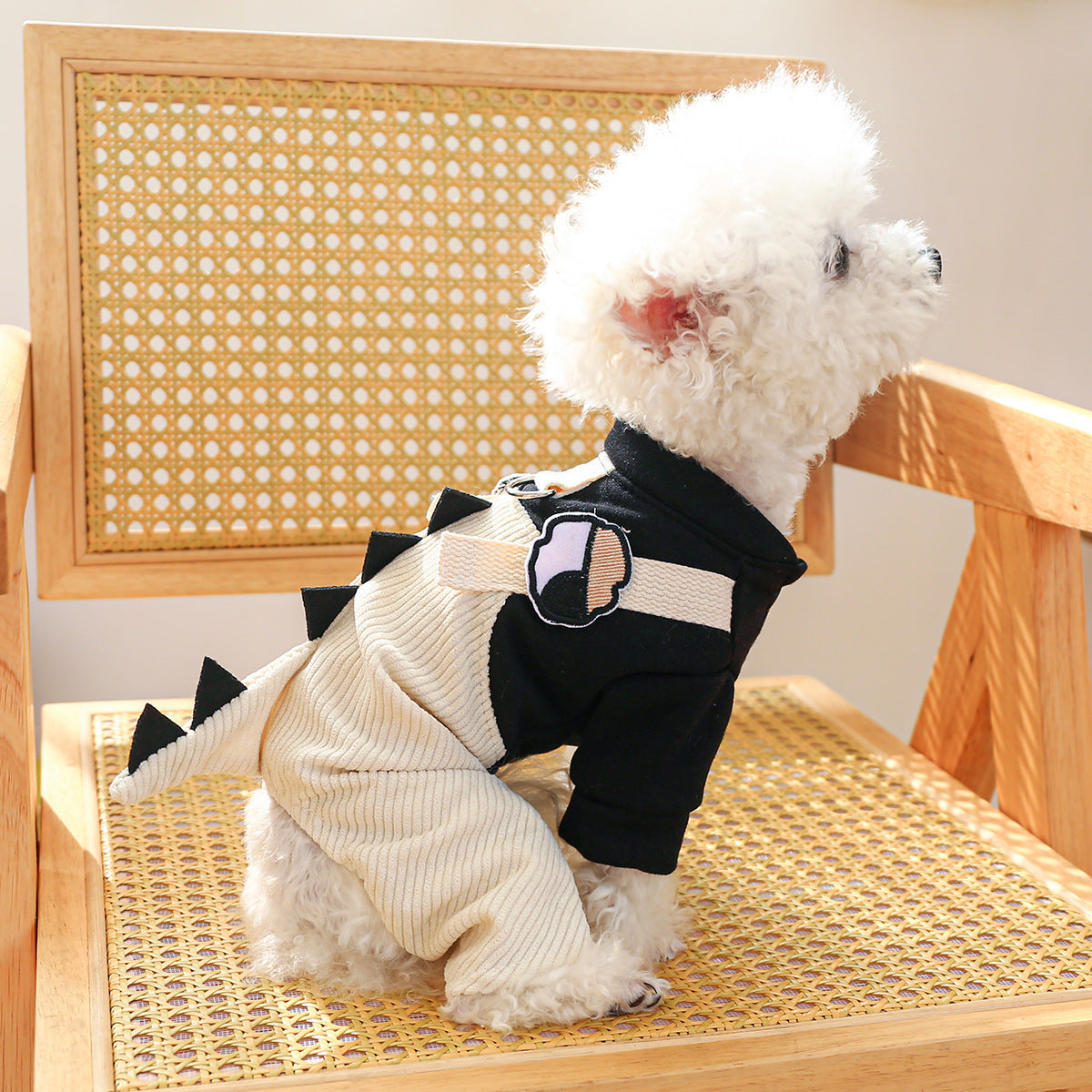 HKM-125075 Casual Khaki Polyester Suspender Trousers for Dogs - Cute Cartoon Design