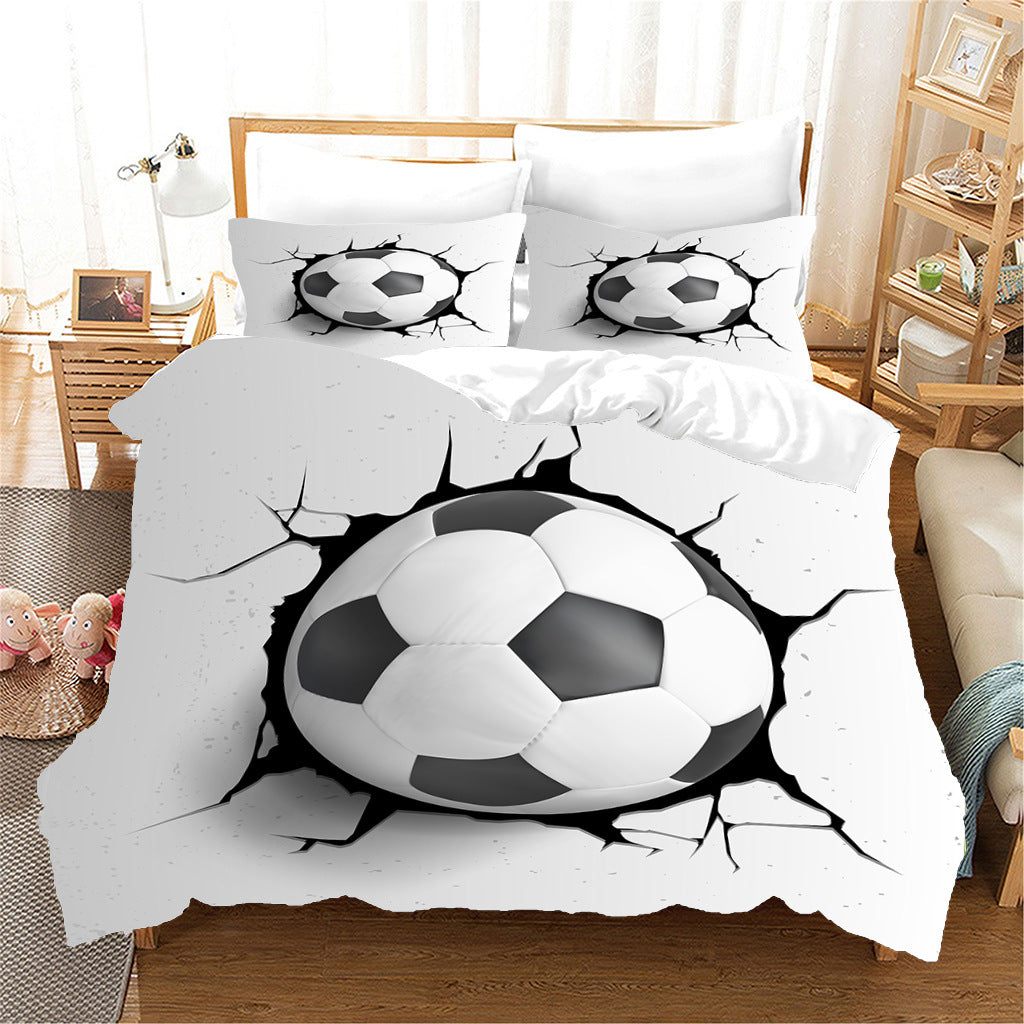 HKM-125075 Nordic Style Sports Football Three-Piece Bedding Set in Floral Design