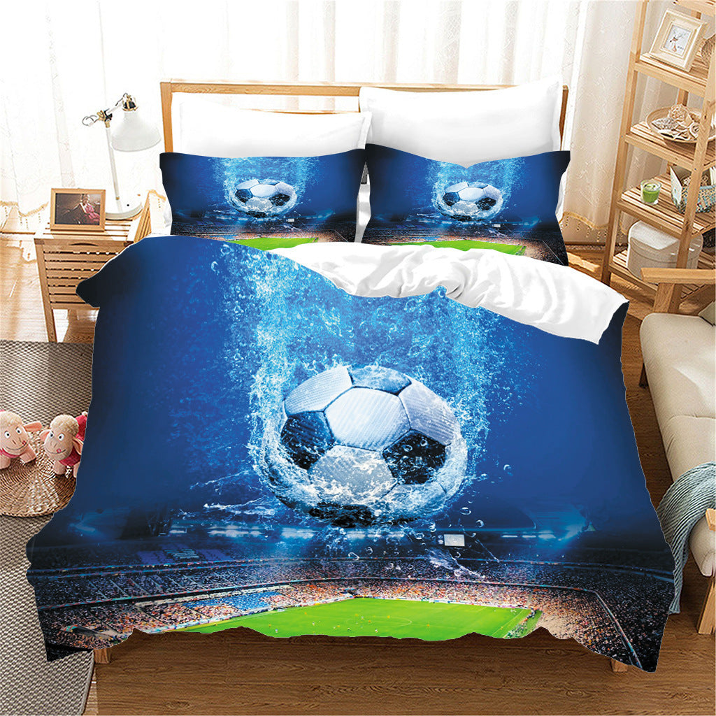 HKM-125075 Nordic Style Sports Football Three-Piece Bedding Set in Floral Design