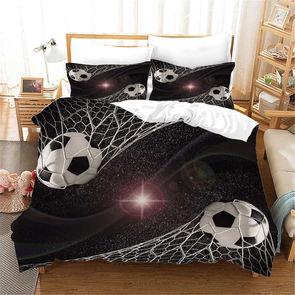 HKM-125075 Nordic Style Sports Football Three-Piece Bedding Set in Floral Design