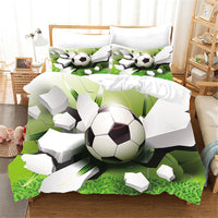 HKM-125075 Nordic Style Sports Football Three-Piece Bedding Set in Floral Design
