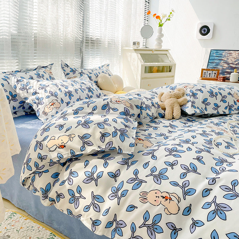 HKM-125267 Geometric Pattern Four-Piece Bedding Set with Quilt Covers in Multiple Sizes