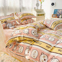 HKM-125267 Geometric Pattern Four-Piece Bedding Set with Quilt Covers in Multiple Sizes