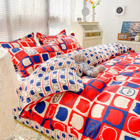 HKM-125267 Geometric Pattern Four-Piece Bedding Set with Quilt Covers in Multiple Sizes