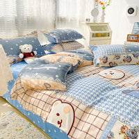 HKM-125267 Geometric Pattern Four-Piece Bedding Set with Quilt Covers in Multiple Sizes