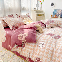 HKM-125267 Geometric Pattern Four-Piece Bedding Set with Quilt Covers in Multiple Sizes
