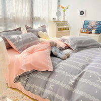 HKM-125267 Geometric Pattern Four-Piece Bedding Set with Quilt Covers in Multiple Sizes