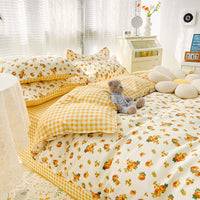 HKM-125267 Geometric Pattern Four-Piece Bedding Set with Quilt Covers in Multiple Sizes