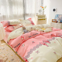 HKM-125267 Geometric Pattern Four-Piece Bedding Set with Quilt Covers in Multiple Sizes