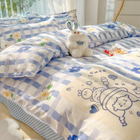 HKM-125267 Geometric Pattern Four-Piece Bedding Set with Quilt Covers in Multiple Sizes