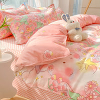 HKM-125267 Geometric Pattern Four-Piece Bedding Set with Quilt Covers in Multiple Sizes