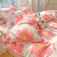 HKM-125267 Geometric Pattern Four-Piece Bedding Set with Quilt Covers in Multiple Sizes