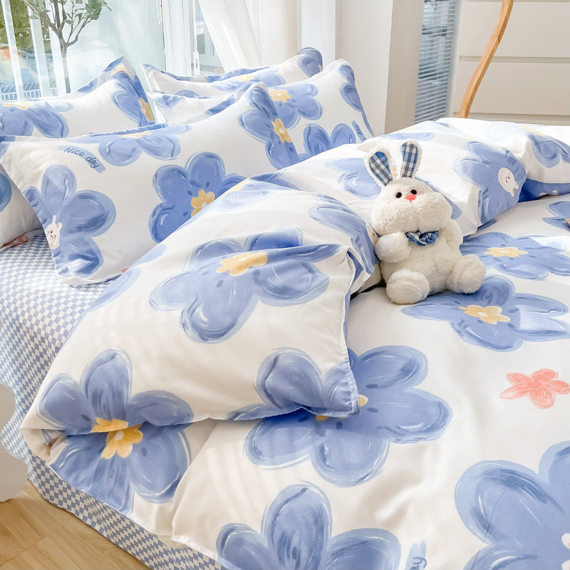 HKM-125267 Geometric Pattern Four-Piece Bedding Set with Quilt Covers in Multiple Sizes