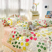 HKM-125267 Geometric Pattern Four-Piece Bedding Set with Quilt Covers in Multiple Sizes