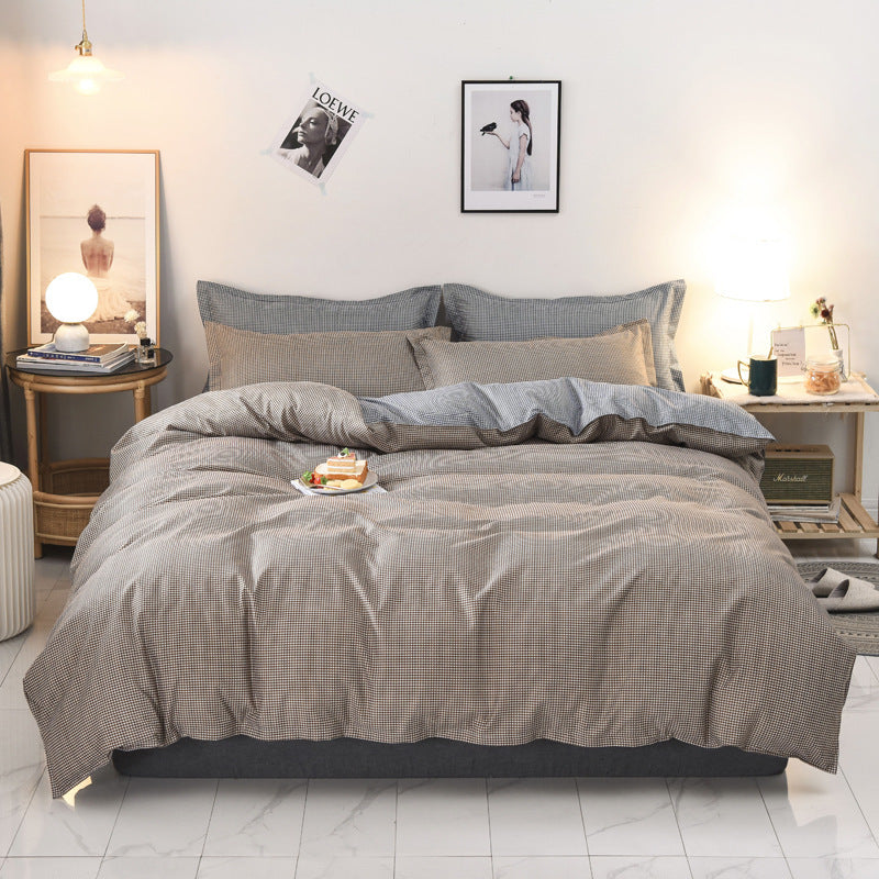 HKM-125267 Geometric Pattern Three-Piece Bedding Set with Quilt Cover and Pillowcases